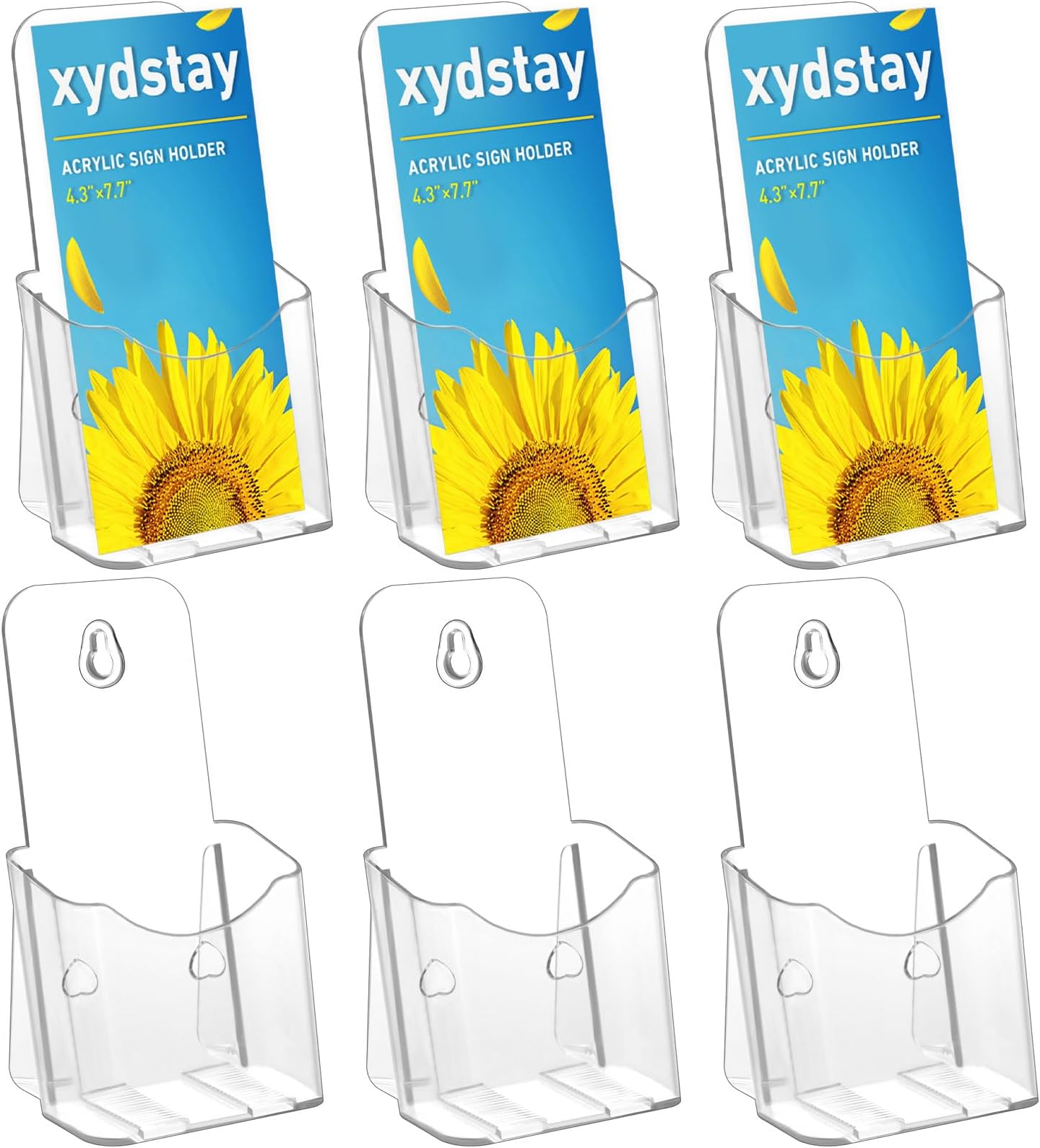 - Acrylic Brochure Holder 4x9 Inches Slant Back Design, Clear Display Stand, Plastic Table Stand Sign, Pamphlet Flyer Display, 6 Pack