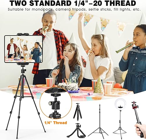 Miniatura 5 de Cenawin Adaptador de trípode para tablet con cabeza esférica, soporte para tabletas de 4.7 a 12.9 pulgadas, compatible con iPad Pro, Air, Mini,