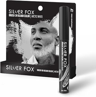 Barbers Choice Silver Line, Facial Hair Brush on Temporary Color for Silver Fox Men- Instantly Brighten White Beards, Mustache & Sideburns, Less Yellow, Easy Application, Arctic White