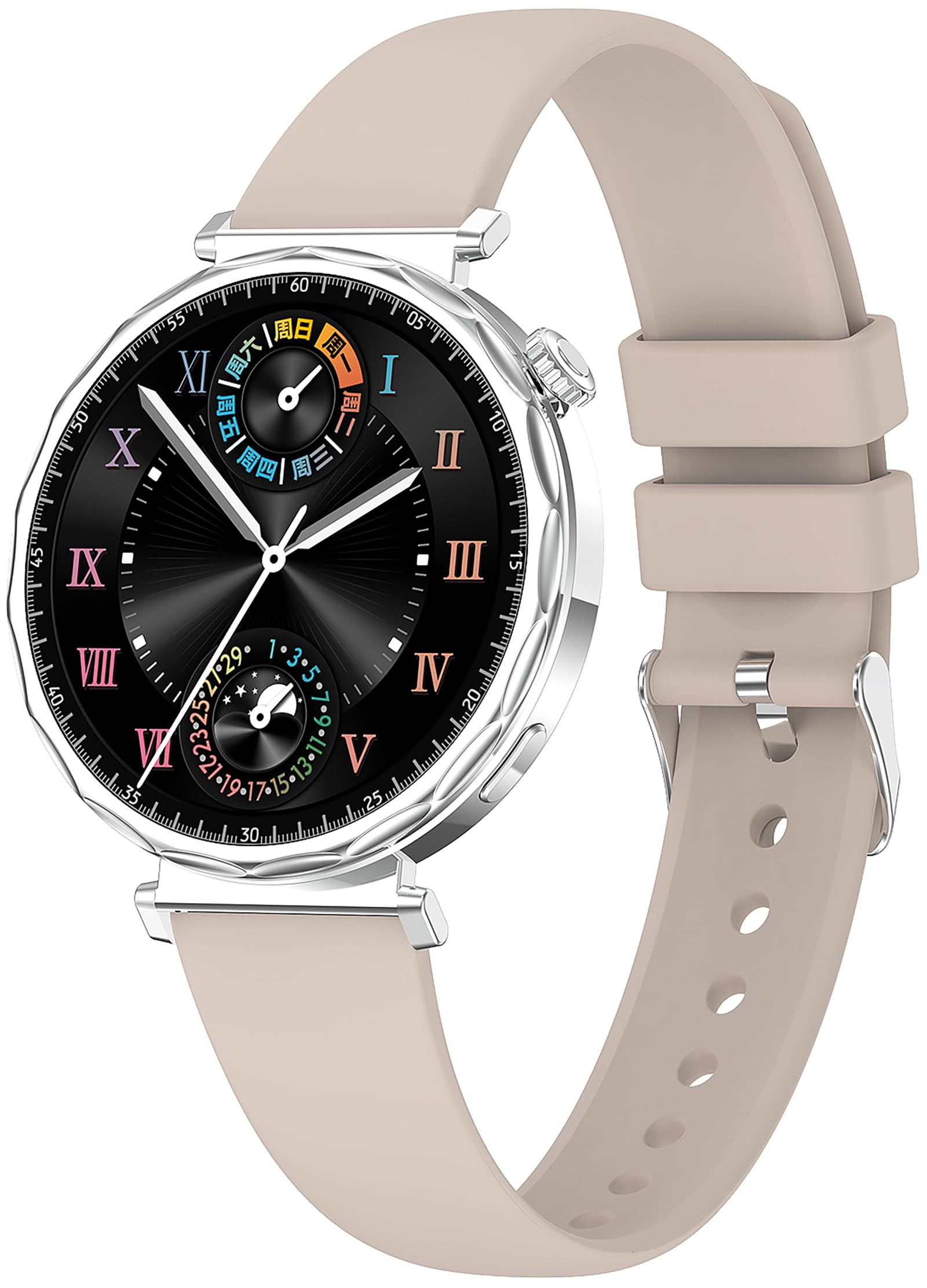Loluka Smart Watch for Women, Pink Reloj Inteligente para Mujer for Android iOS with Answer/Make Calls/Pedometer/Sleep Monitor Round Elegant Smartwatch Silicone
