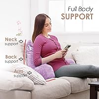 Vista 103 de Nestl Reading Pillow with Portable Laptop Lap Desk - Shredded Memory Foam Back Support Pillow for Sitting Up in Bed and Couch Rest Pillows with Navy