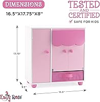 Vista 4 de Emily Rose juego de cama Murphy y armario de 18" para muñecas - Muebles de madera que ahorran espacio con contenedor de almacenamiento de ropa, 5