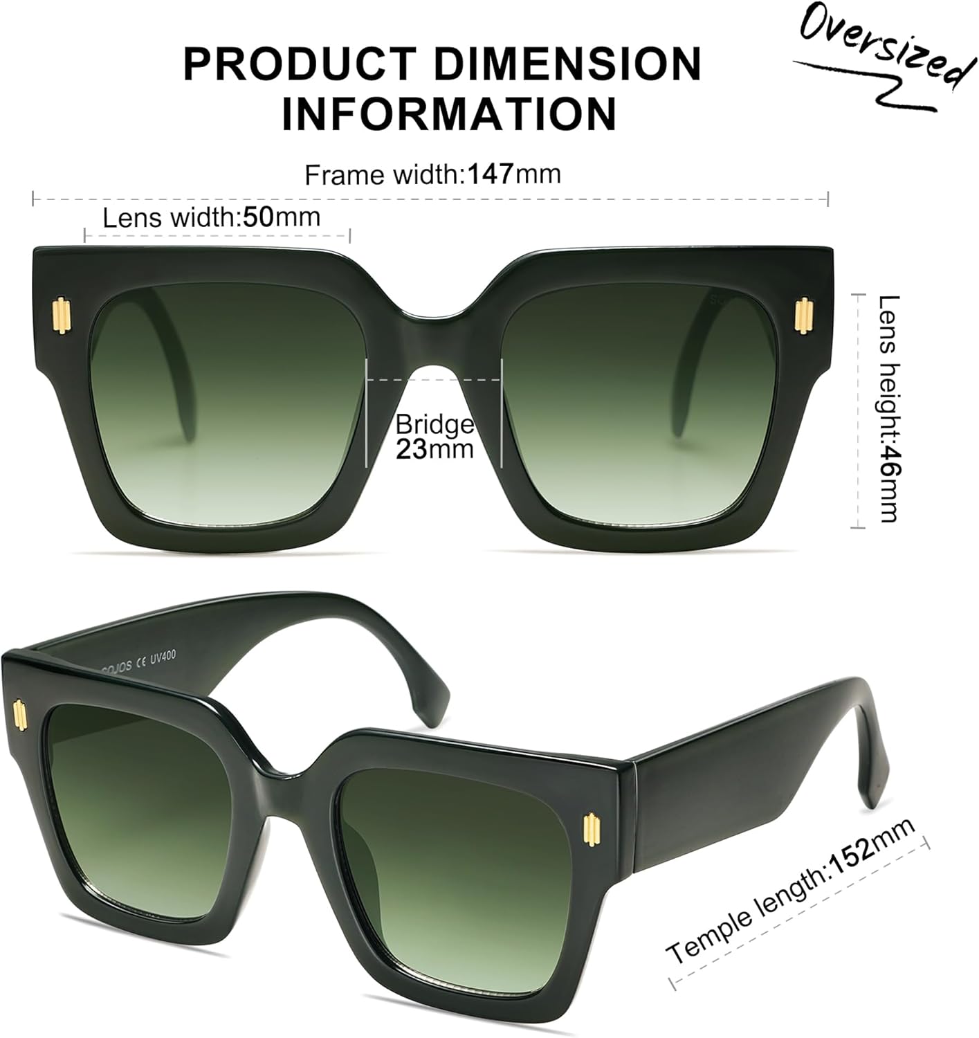 SOJOS Vintage Oversized Square Sunglasses for Women,Retro Womens Luxury Big Large Sun Glasses UV400 SJ2194 - Image 4