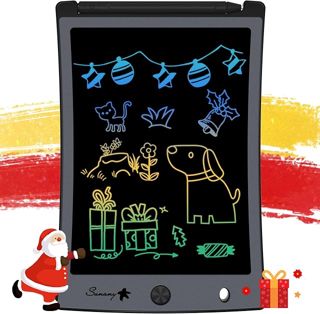 Sunany lcd Writing Tablet Colorful Screen Electronic Writing Drawing Board Doodle Board Drawing Tablet Gift for Kids and Adults at Home School and Office 8.5inch (Multicolor black)