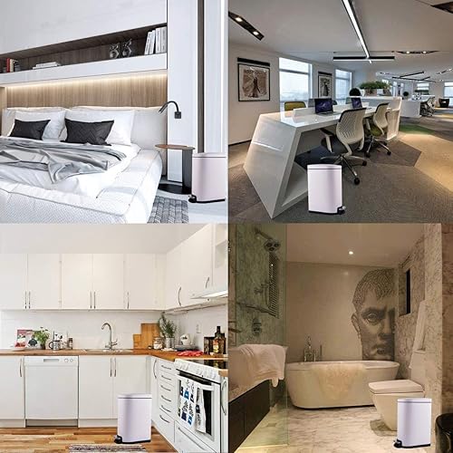 Miniatura 7 de Basurero delgado y pequeño con tapa, cierre suave y extraíble, cubo de basura rectangular estrecho para baño, dormitorio, oficina, acabado mate