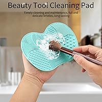 Vista 5 de 2 piezas de alfombrilla de silicona para limpieza de brochas de maquillaje, alfombrillas limpiadoras de brochas de maquillaje, almohadillas