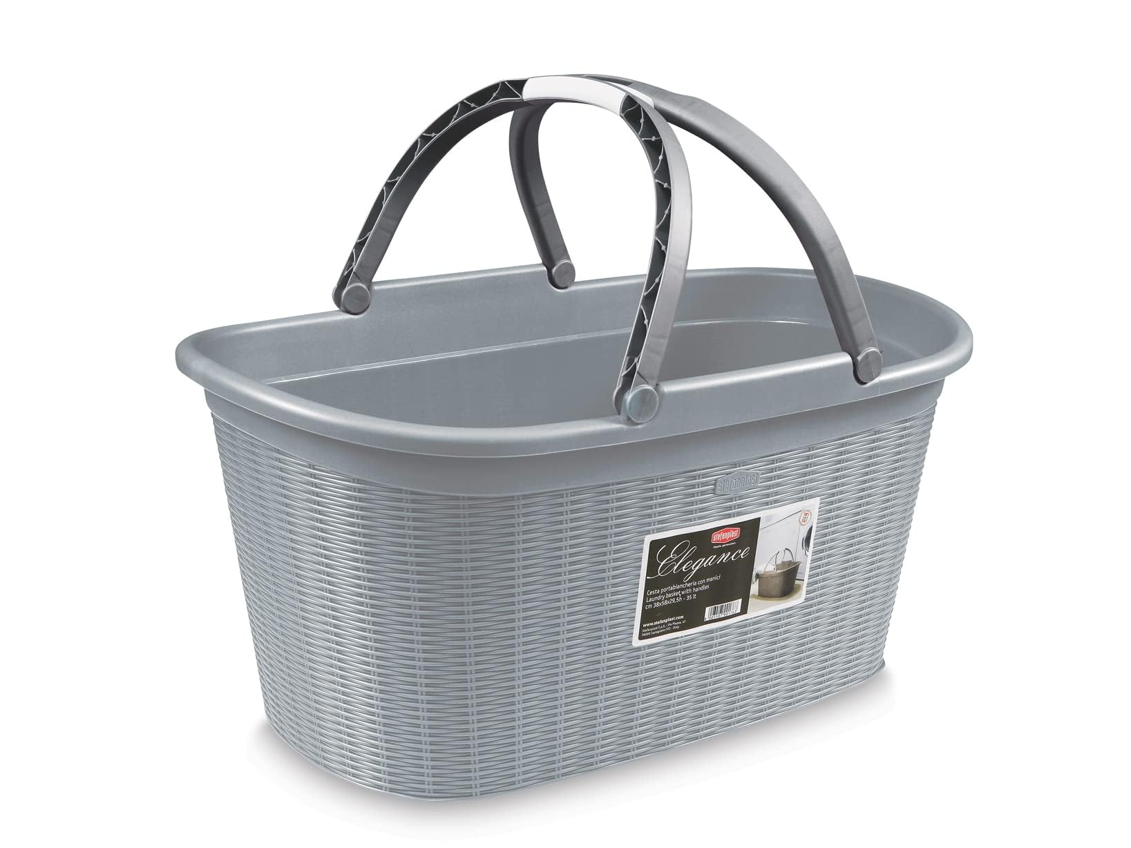 StefanplastLaundry basket ELEGANCE with handles stone grey *new