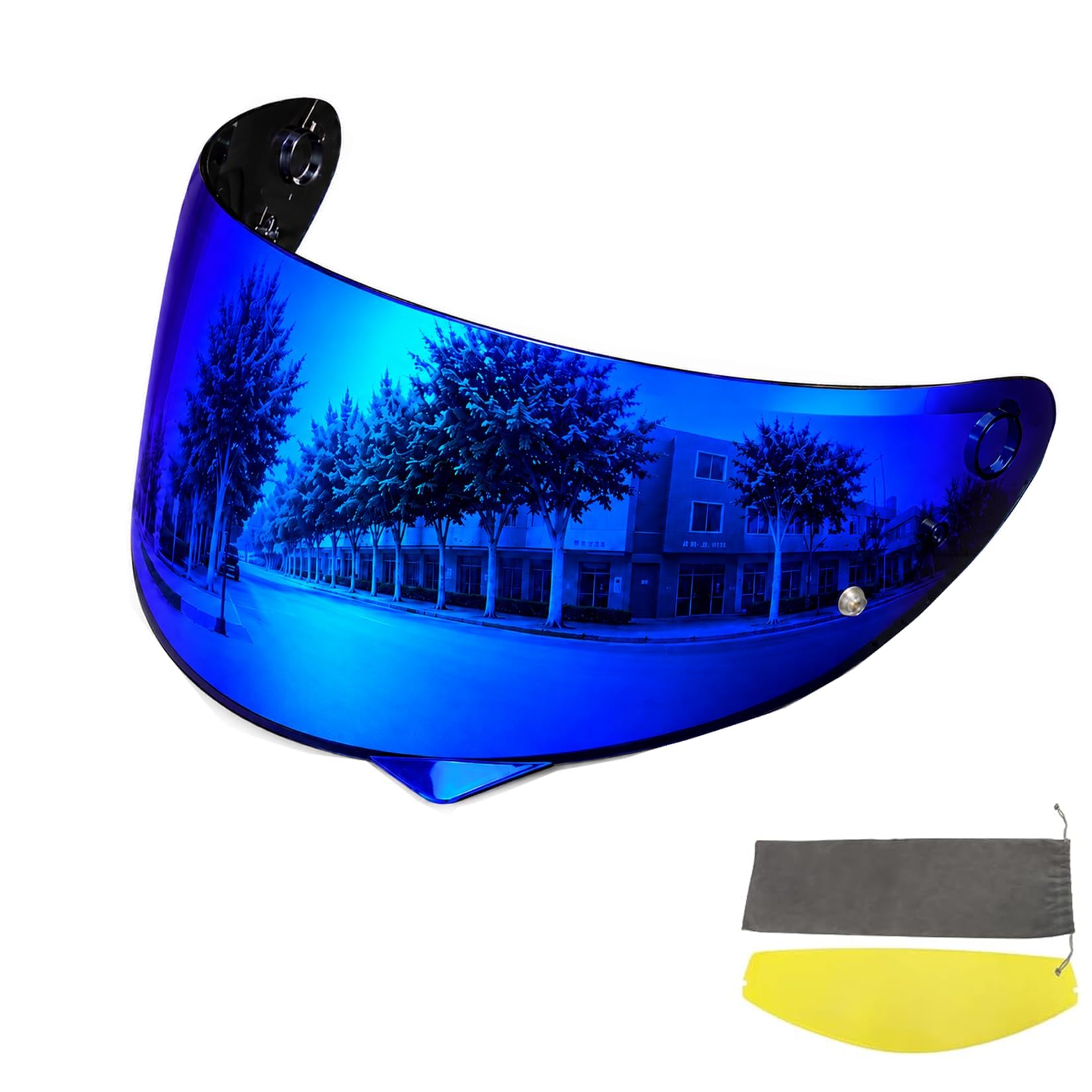 PSLER Shatterproof Motorcycle Helmet Visor for HJ-34P C10,(Film&amp;Deep Blue)