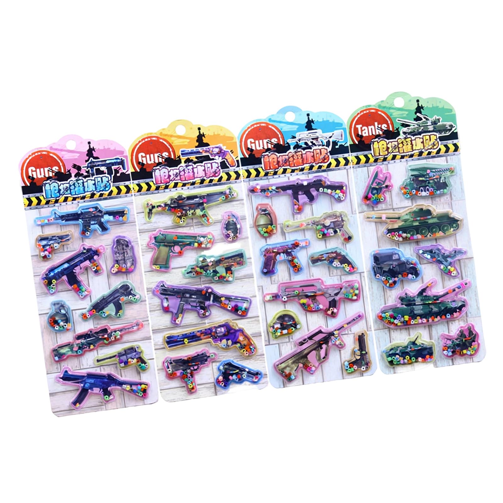 Embossed Cartoon Sticker Water Filled PVC Foam Sticker for Water Bottle Pencil Case Notebook Kids Room Wall Decoration Dynamic Label