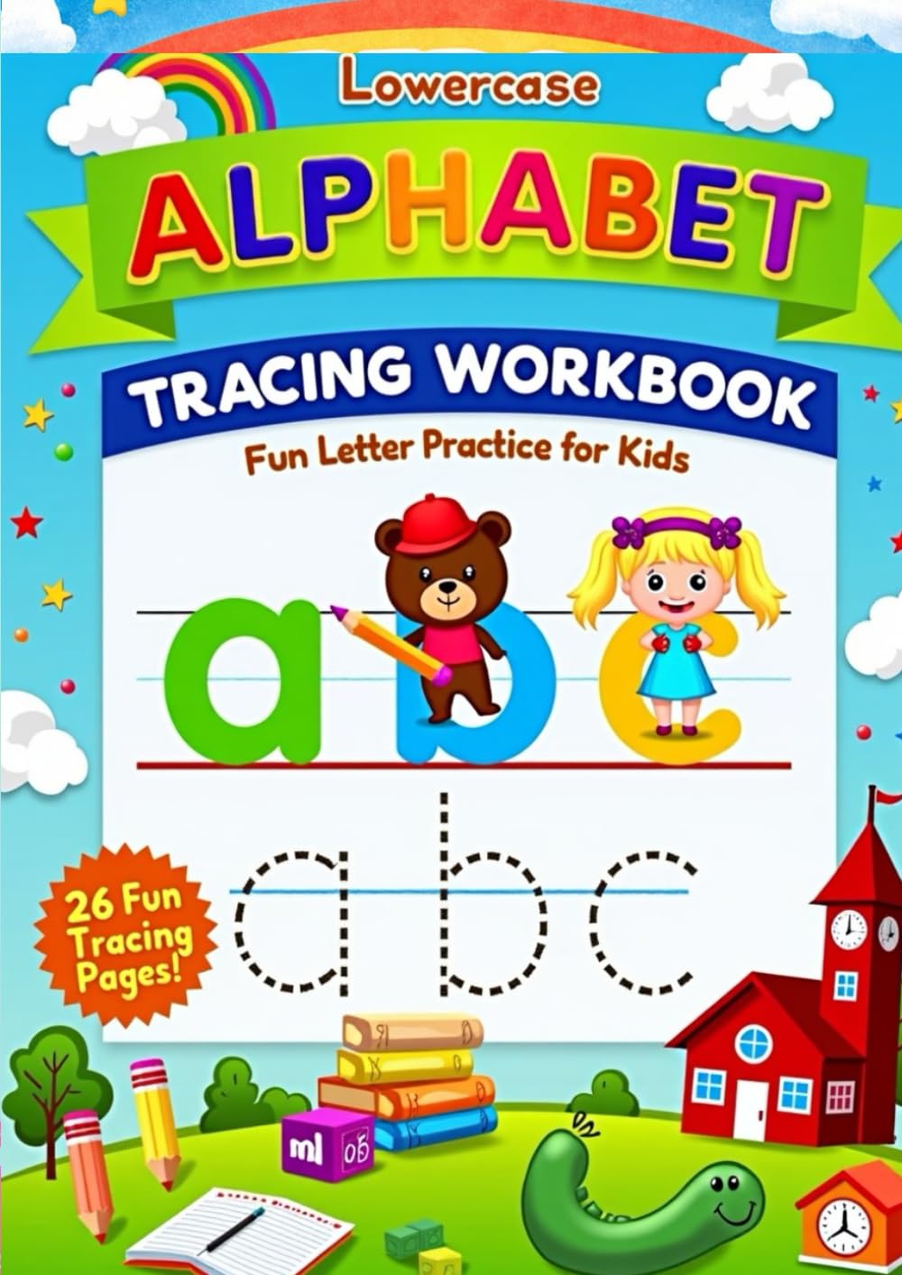 Lowercase Letter Tracing Worksheets: 26 Pages to Practice Handwriting for Kids: Fun and Easy Alphabet Tracing for Preschoolers and Kindergarteners