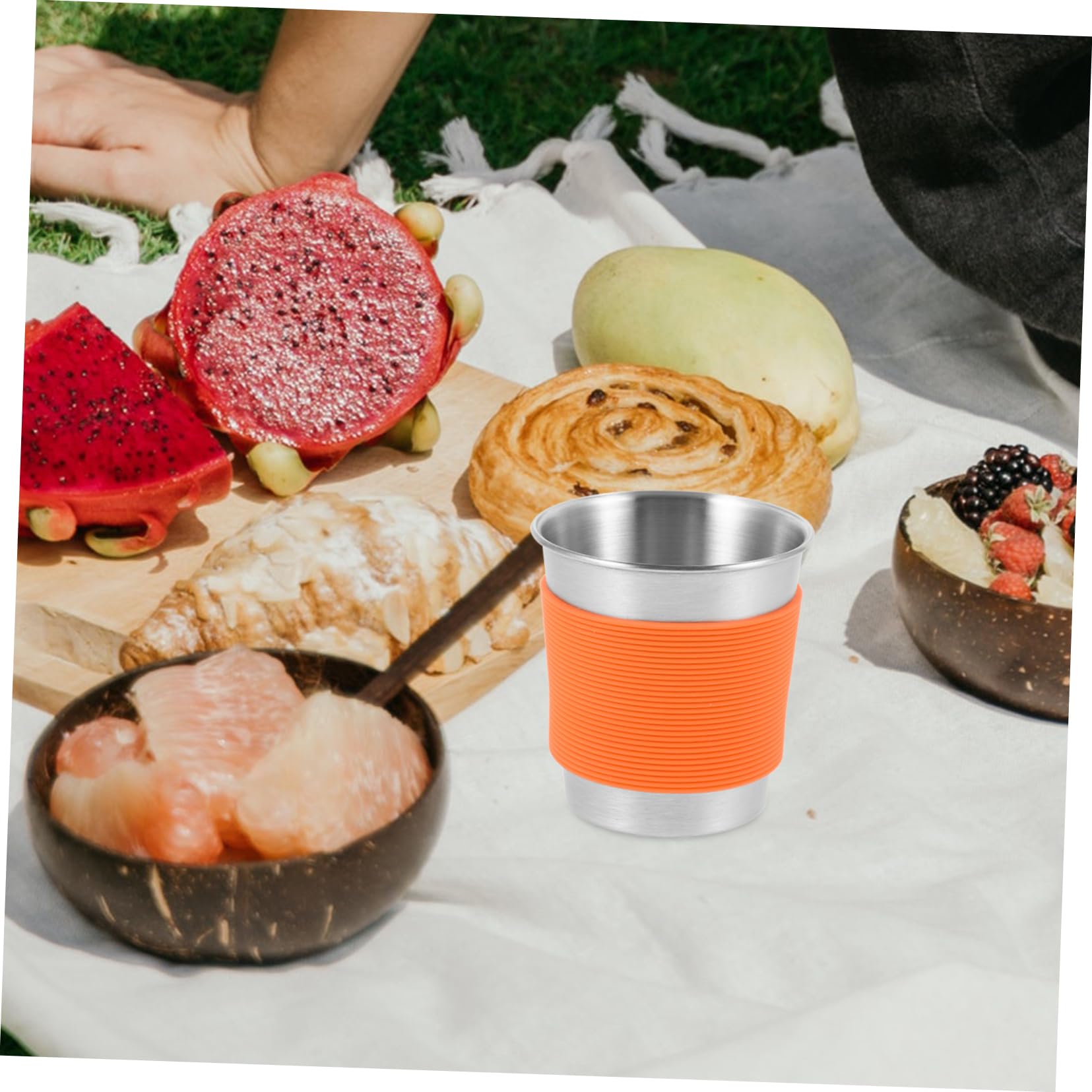 ibasenice 3 Sätze Tassen Mit Silikon Hülle Isolierte Campingbecher Für Tee Saft Robuste Metallbecher Für Outdoor Aktivitäten Zu Reinigen 2 Stück * 3