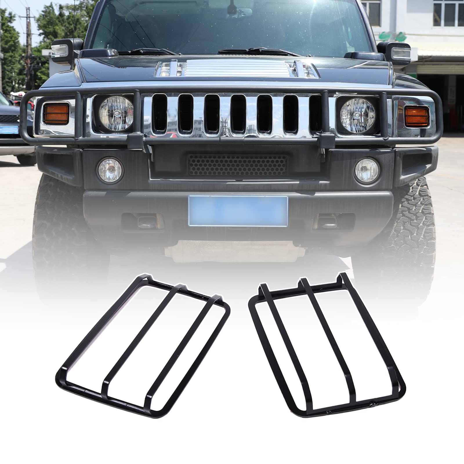 Carbon Steel Front Turn Signal Lamp Guard,Front Lamp Guard Cover Fit for Hummer H2 2003-2009