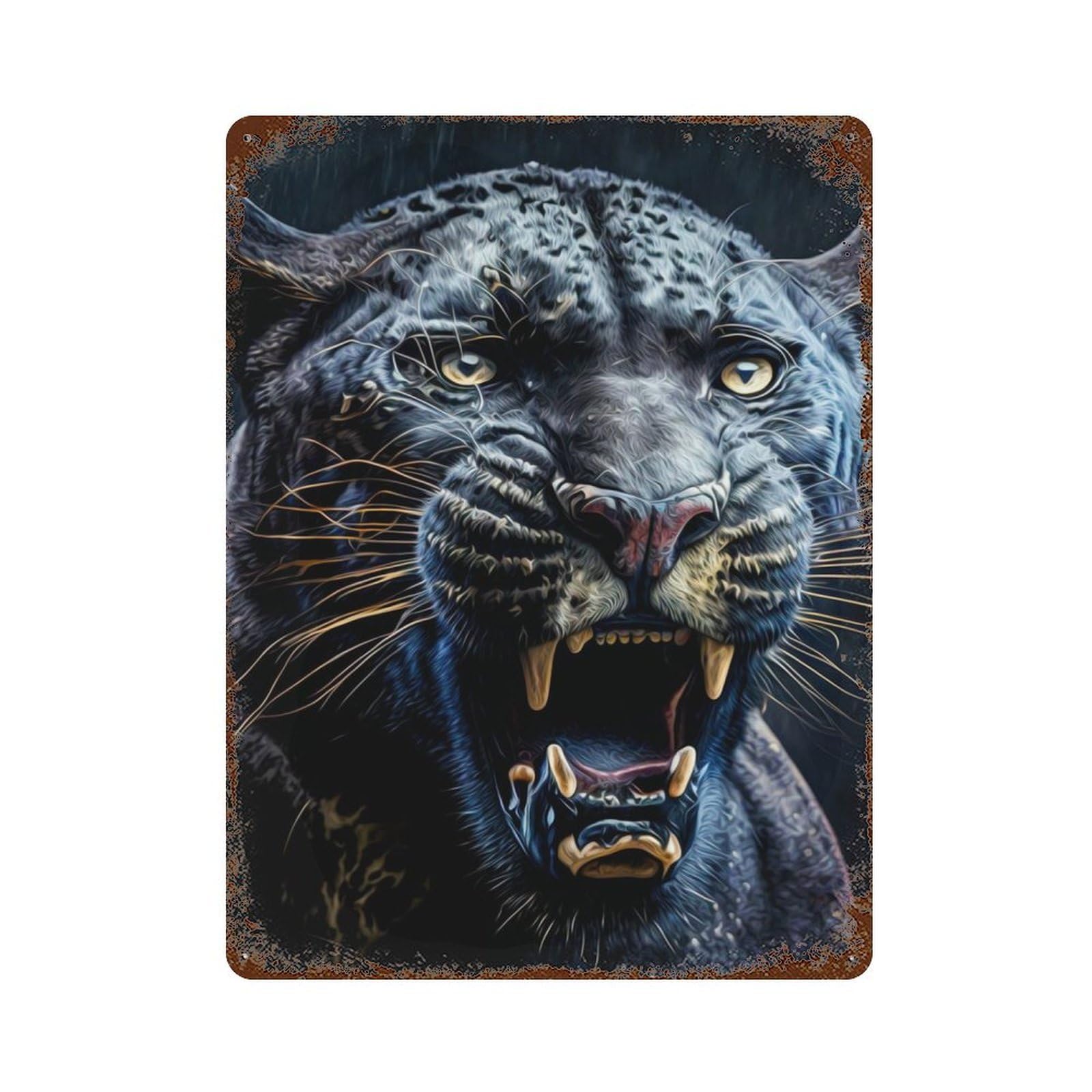 Panther Vintage Rust Metal Sign 15.7"x11.8", Retro Wall Decor for Garage, Pub Or Kitchen