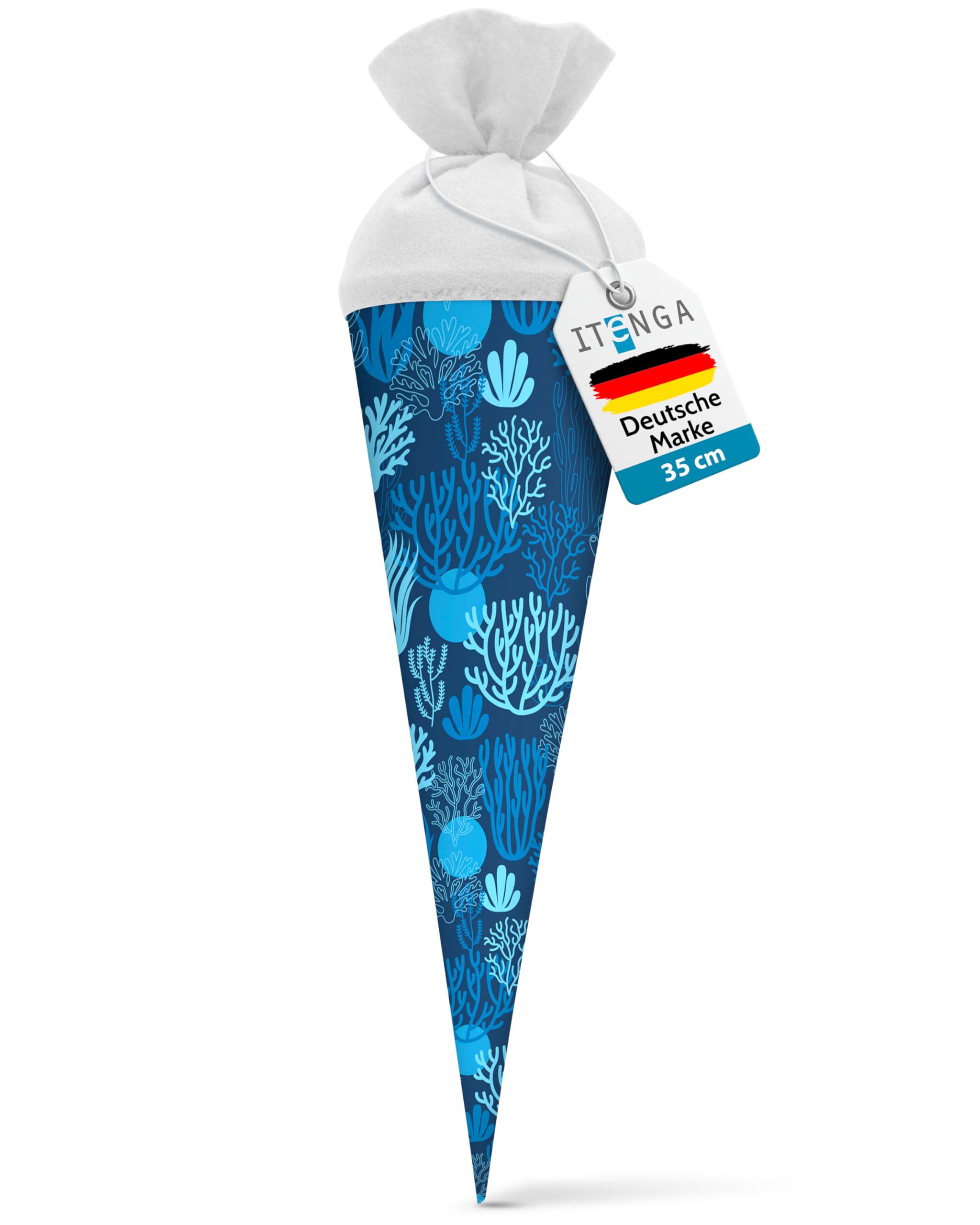 itenga Geschwisterschultüte 35 cm Tiere Pflanzen Muster Geschenkverpackung Schultüte Zuckertüte Filzverschluss Kinder (Korallen)