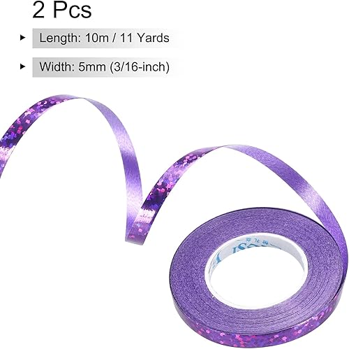 Miniatura 10 de PATIKIL Cinta rizadora de globos engarzados de 316 pulgadas láser metálico brillante 11 yardas iridiscente 2 rollos para decoración de fiestas,