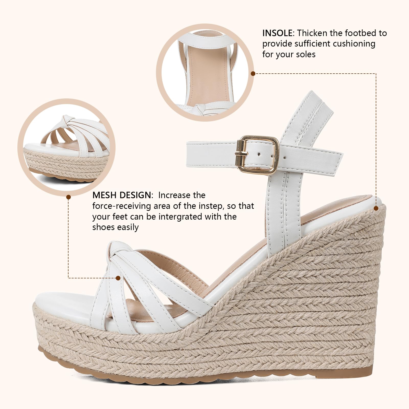 mikarka Sandals for Women 2025: Comfortable Wedge Platform Sandals Women - Braided Espadrilles for Women Ankle Strap Open Toe Wedges Heels Beach Sandals Summer Shoes: mikarka Sandals for Women, Platform Ankle Strap Womens Sandals Open Toe Espadrille Wedge Sandals for Women Concise Casual Summer Womens Shoes