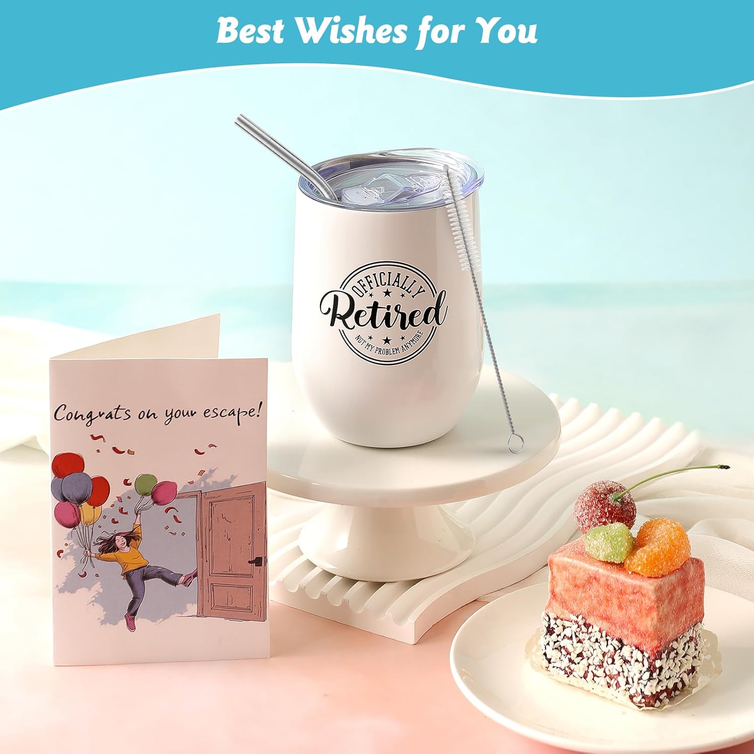 Retirement Gift for Woman 2025,11 Pcs Happy Retired Gifts with Retirees Tumbler, Travel Tote Bag Set,Funny Decider Dice, Best Retirement Gifts Baskets for Coworker Teacher Nurses Friends - Image 3