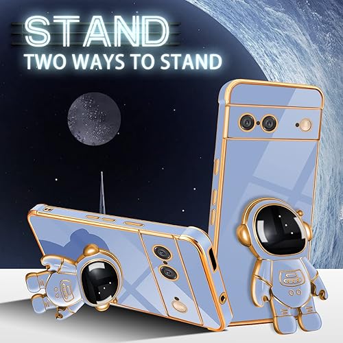 Miniatura 4 de Funda para Google Pixel 7, fundas Pixel 7 con soporte de astronauta para mujeres y niñas, diseño de corazón de amor, chapado en oro, 6D con soporte