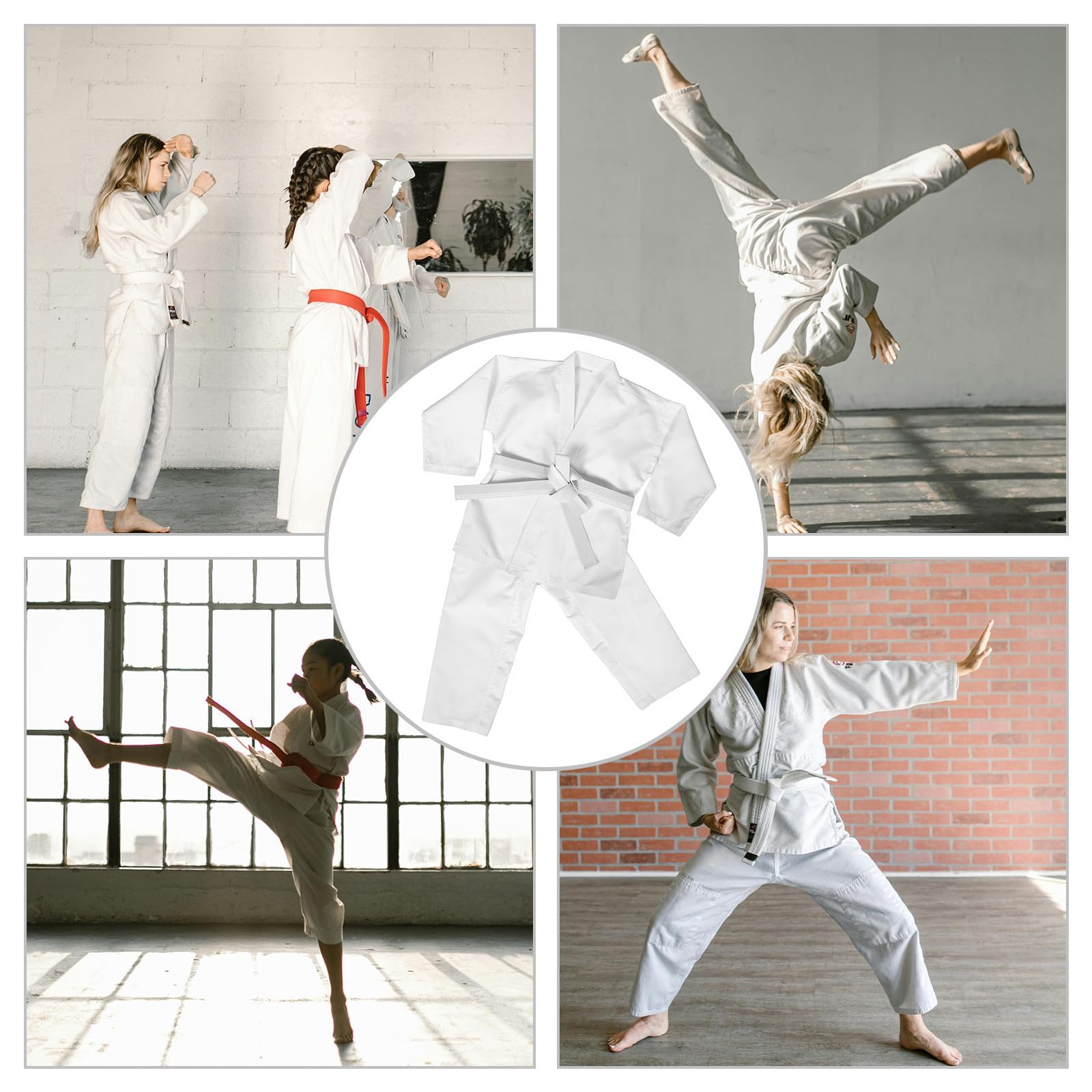GALPADA Divisa da Karate Professionale Bianca in Poliestere con Cintura Inclusa per Adulti, Adatta a Competizioni e Allenamento Quotidiano con Protezione Completa e vestibilità Comoda