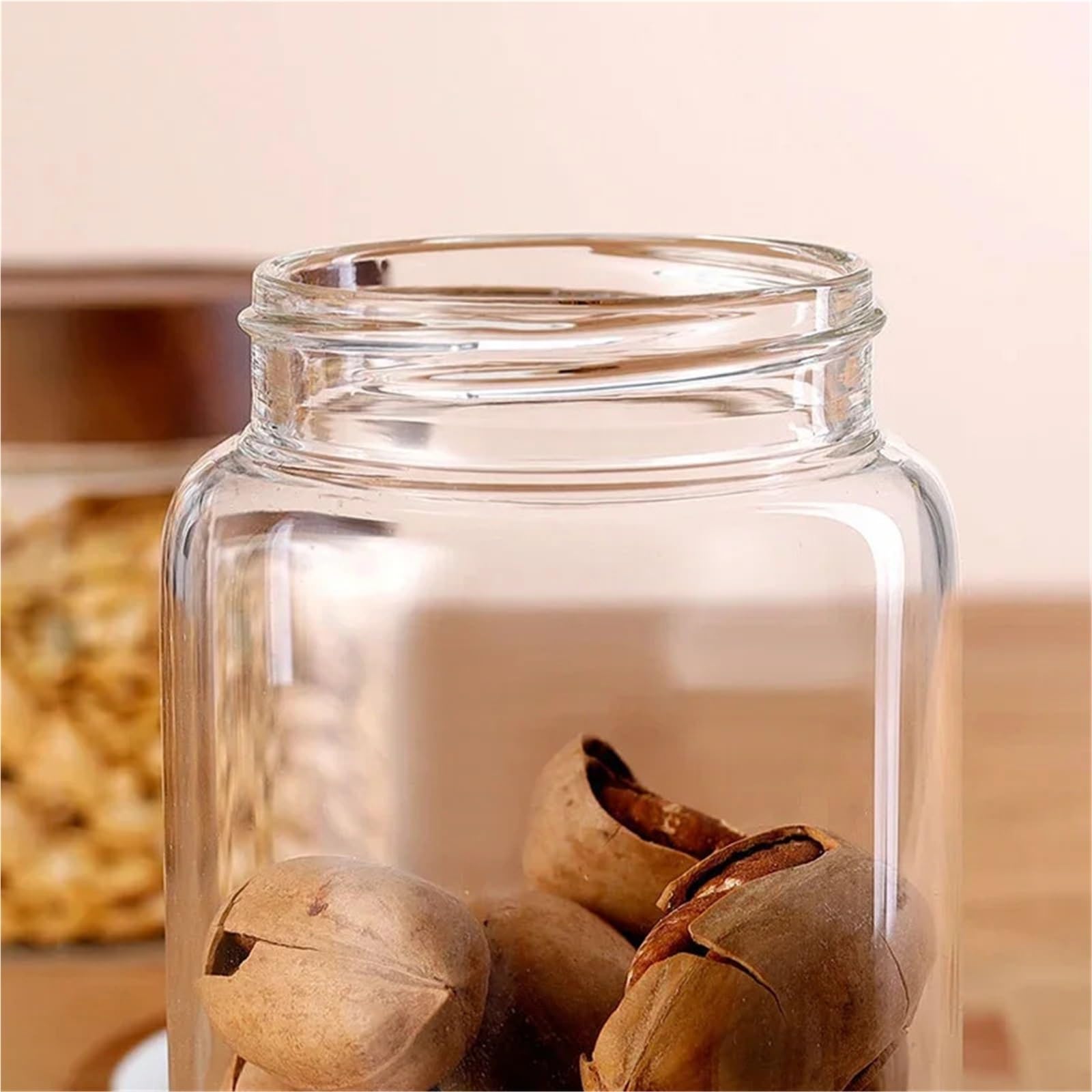 Barattoli Ermetici Contenitori for la conservazione in vetro Barattoli in vetro ad alto borosilicato Contenitori for alimenti da cucina con coperchi in legno di acacia for chicchi di caffè/zucchero/no
