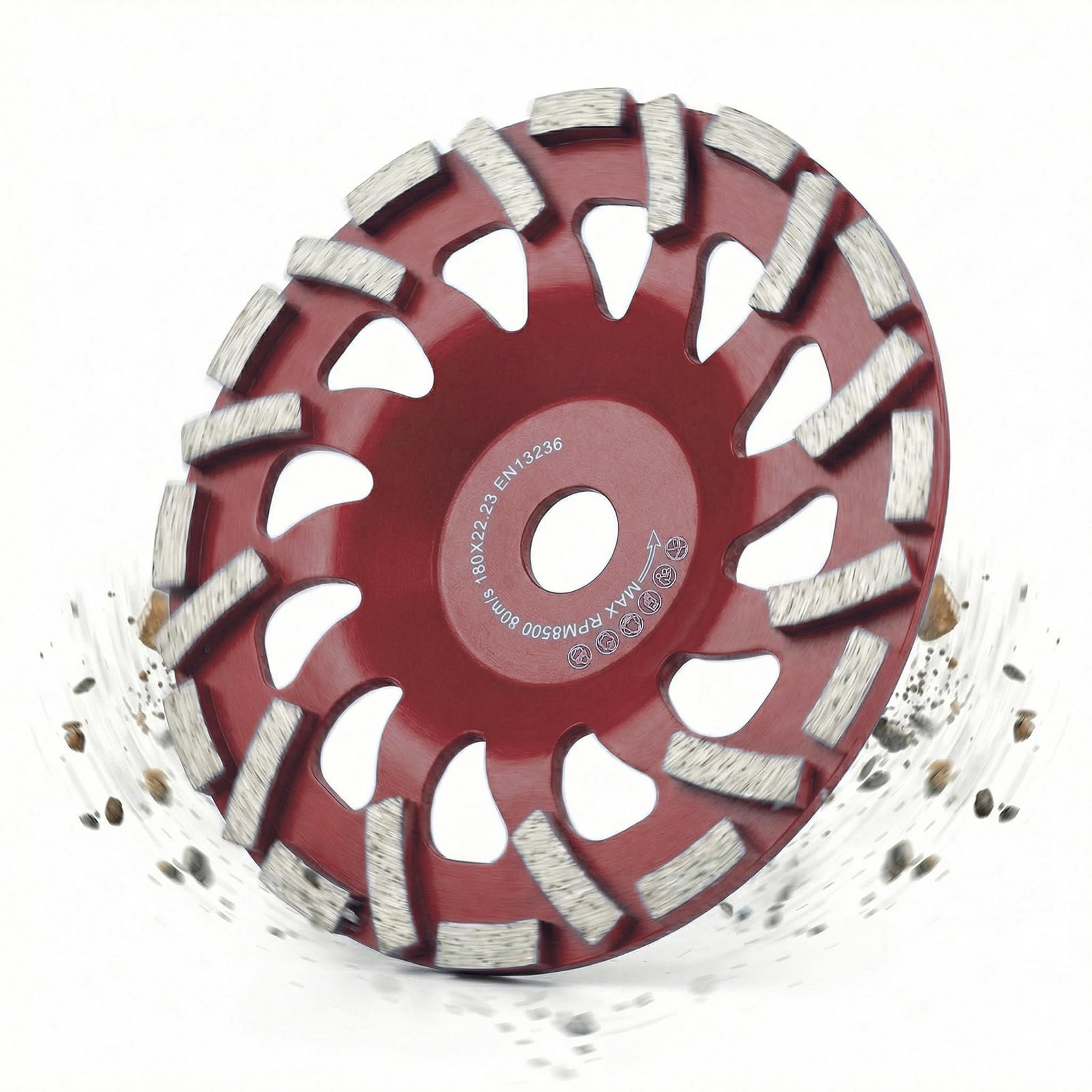 Disque Diamant à Poncer Béton 180 mm × 22,23 mm, Ponçage et Surfaçage 180 pour Granit, Pierre Naturelle, Chape, Plâtre, Marbre(rouge)