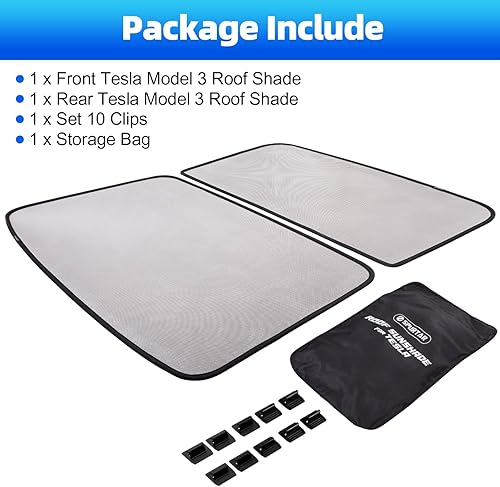 Miniatura 8 de Spurtar Parasol para techo solar compatible con Tesla Model 3 2023 2022 2021, accesorios mejorados para techo solar, protección UV, 2 cubiertas