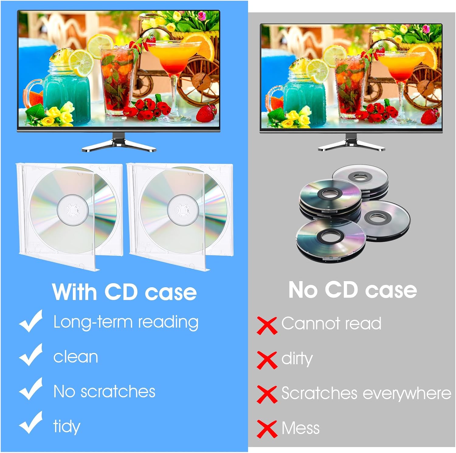 25Pack 10.4mm Cd Jewel Case, Plastic DVD Standard Single Cd Case Replacement for Disks Protection(Clear)