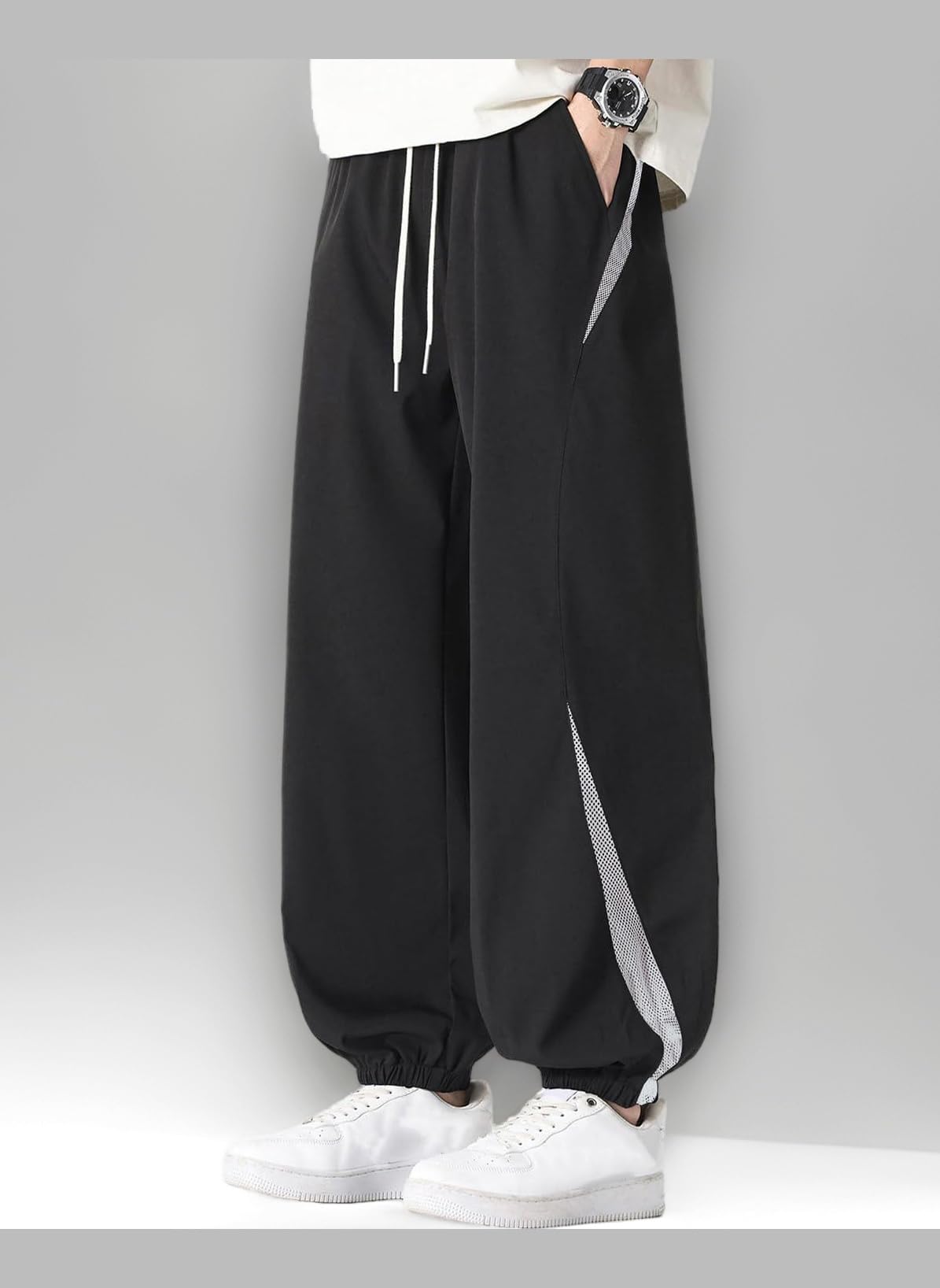 [FJSSLHXK] 冷感 ワイドパンツ メンズ 涼しい ガウチョ パンツ バギー 軽量 薄手 通気性 夏 秋 春