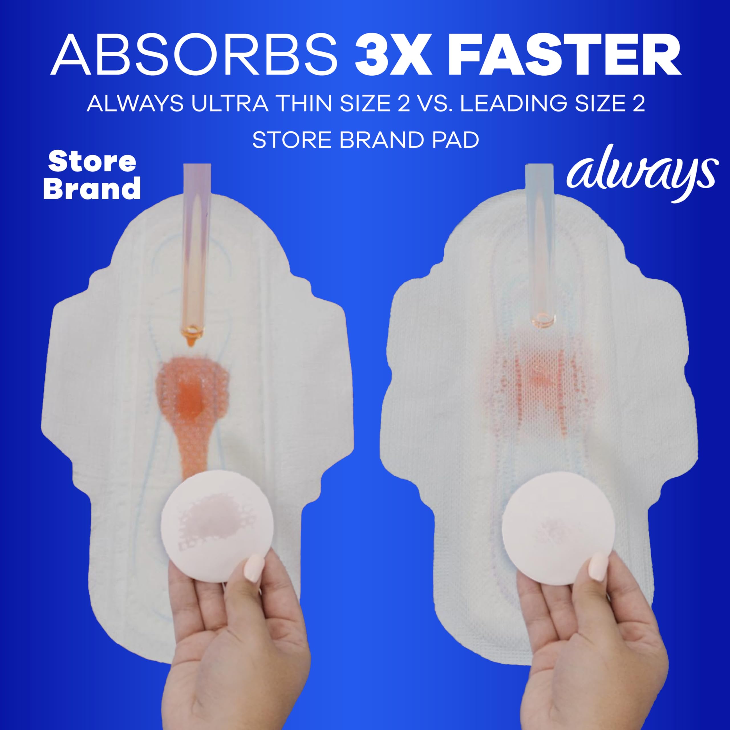 Always Ultra Thin Pads Duo Pack, Feminine Pads with Wings for Women, Size 2 Long Super and 4 Overnight Absorbency, Unscented, Up to 100% Leak-Free Protection, 44 CT
