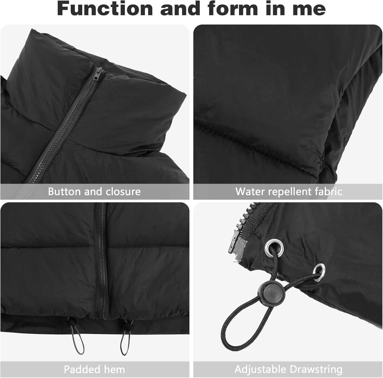 CULACCINO Women's Winter Cropped Puffer Vest Crop Jackets For Women Full Zip Stand Collar Padded Lightweight Outwear Vest - Image 4