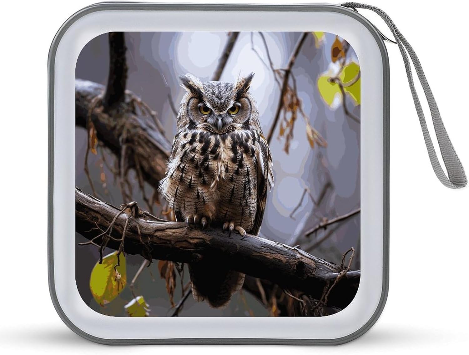 Owl on A Branch DVD Case 40 Capacity Protective Storage Organizer Binder Booklet Album Portable Disc Wallet Car CD Disk Holder Hard Plastic CD Cases CD DVD Case Holder