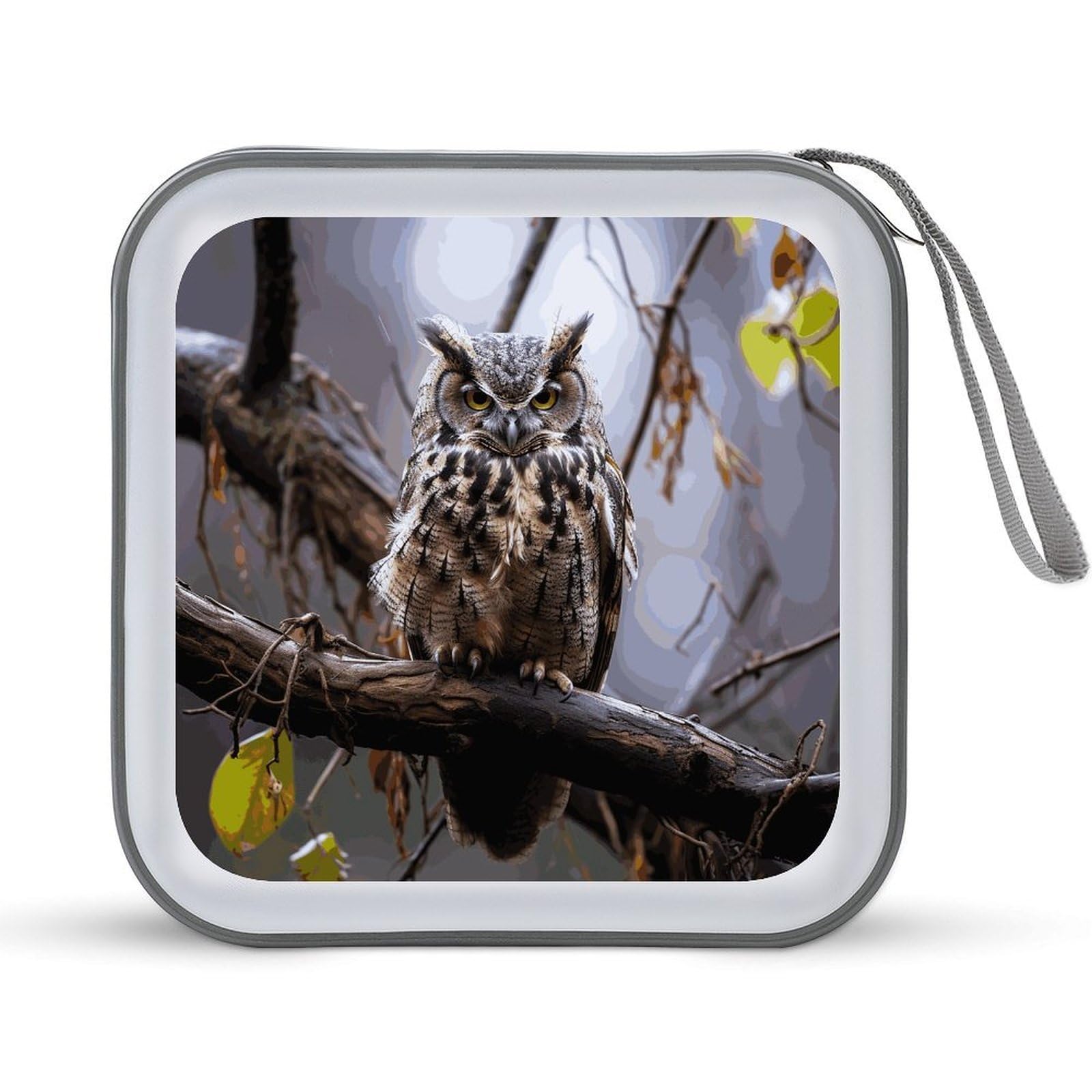 VstaDank Owl on A Branch DVD Protective Case 40 Capacity Storage Organizer Booklet Folder Portable Album Disc Portfolio for Car CD