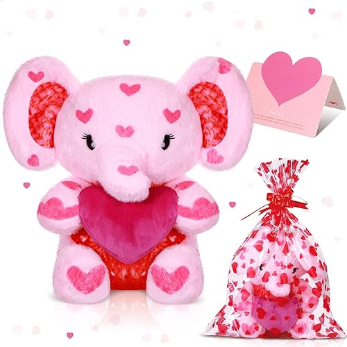 Foilswirl Animales de peluche de 12 pulgadas, lindos animales de peluche para el día de San Valentín, con bolsas de plástico y tarjetas, juguete de