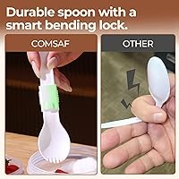 Vista 9 de ComSaf 2 Pack Overnight Oats Containers with Lids 27 oz, Plastic Yogurt Parfait Cups with Folding Spoons to Go, Salad Pod Chia Pudding Jars Reusable