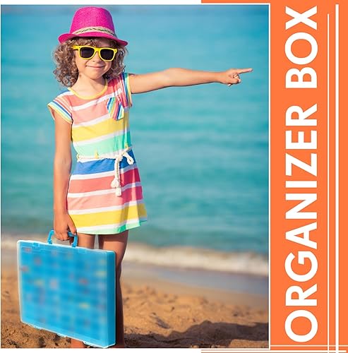 Miniatura 6 de Juexica Caja organizadora de almacenamiento de plástico con 48 rejillas grandes, 2 unidades, con divisores extraíbles, compartimento ajustable, para