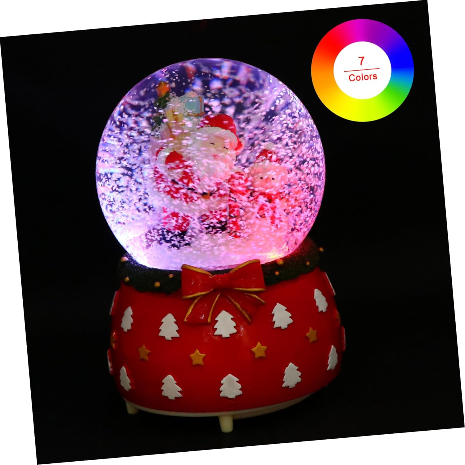 STOBAZA Gold Christmas Ball Ornaments Musical Snow Globe Luminous Crystal Ball Music Box Holiday Party Decoration