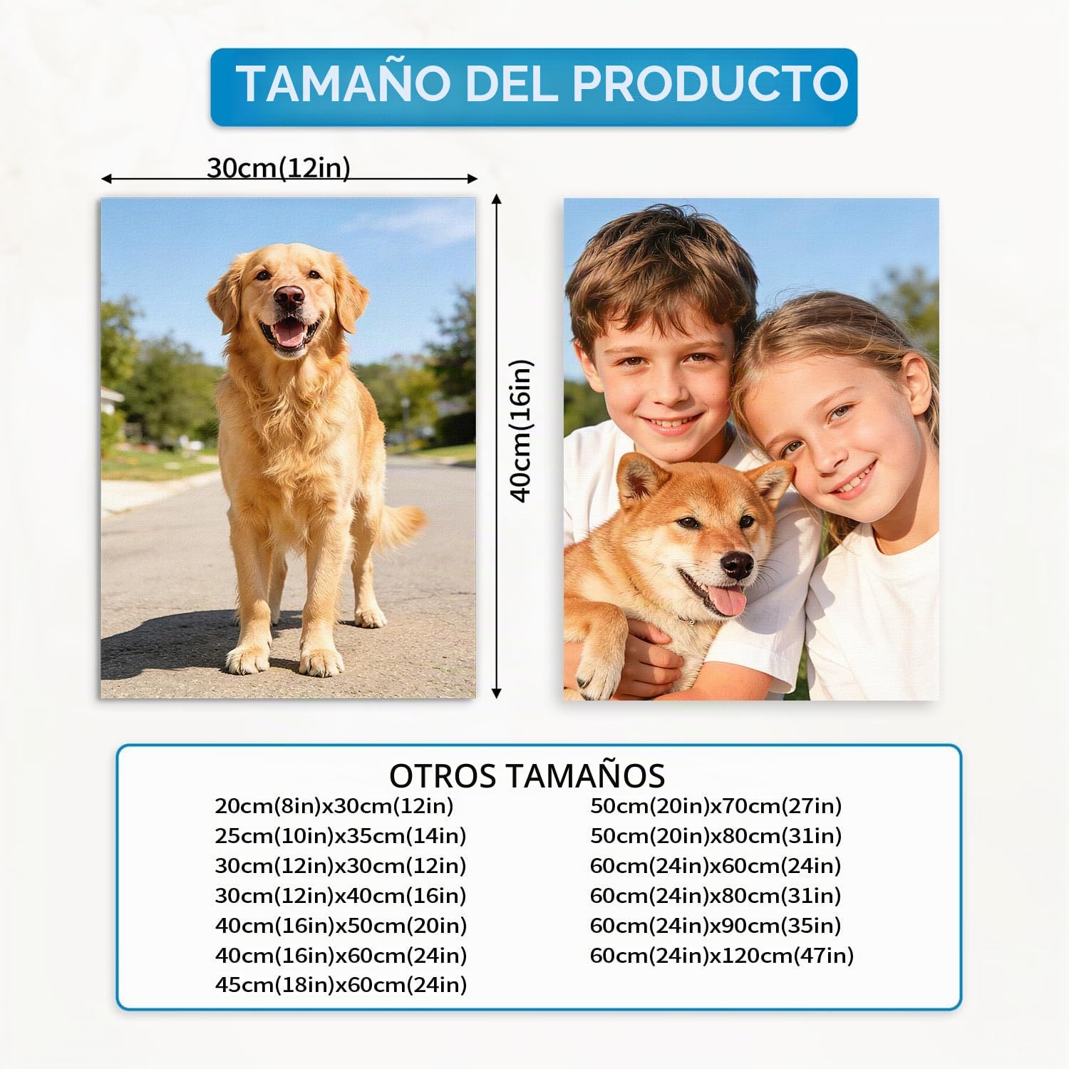 Fotos personalizadas en lienzo enmarcadas 60x120cm (24x47in), impresión personalizada de fotos con marco DIY, póster personalizado en lienzo para familia, amigo, amante, mascota, regalo de boda