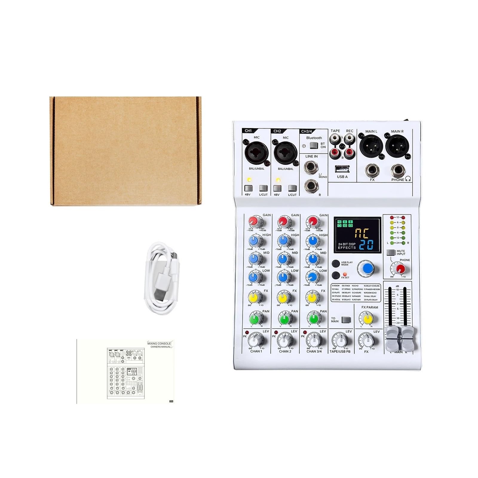 Mezclador Multifuncional De 4 Canales, Interfaz De Audio, Miniprocesador De Audio For Podcast De Estudio