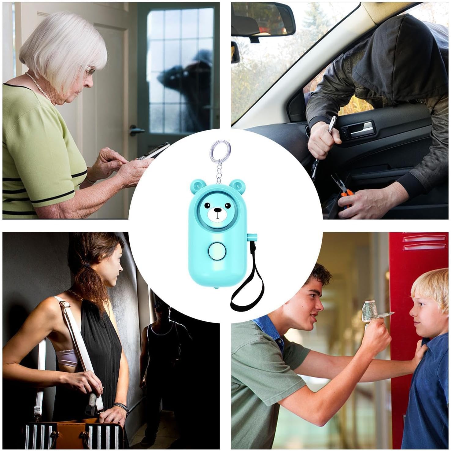 Allarme di sicurezza per autodifesa. Portachiavi con suono da 130 decibel per le emergenze di ragazze, bambini, donne, anziani... (Verde)