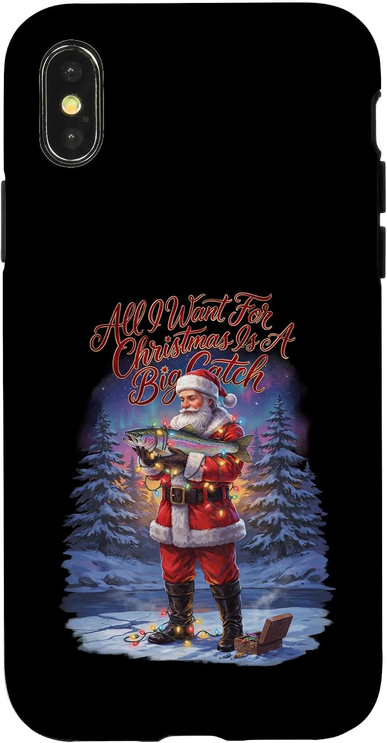 Funny Santa All I Want for Christmas is A Big Catch Case for iPhone 12 mini image 5