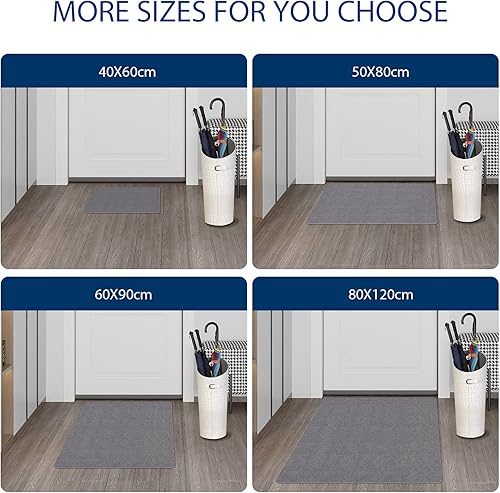 Miniatura 5 de Tapete para puerta interior, antideslizante, absorbente, resistente a la suciedad, tapete lavable para puerta principal, tapete de perfil bajo para