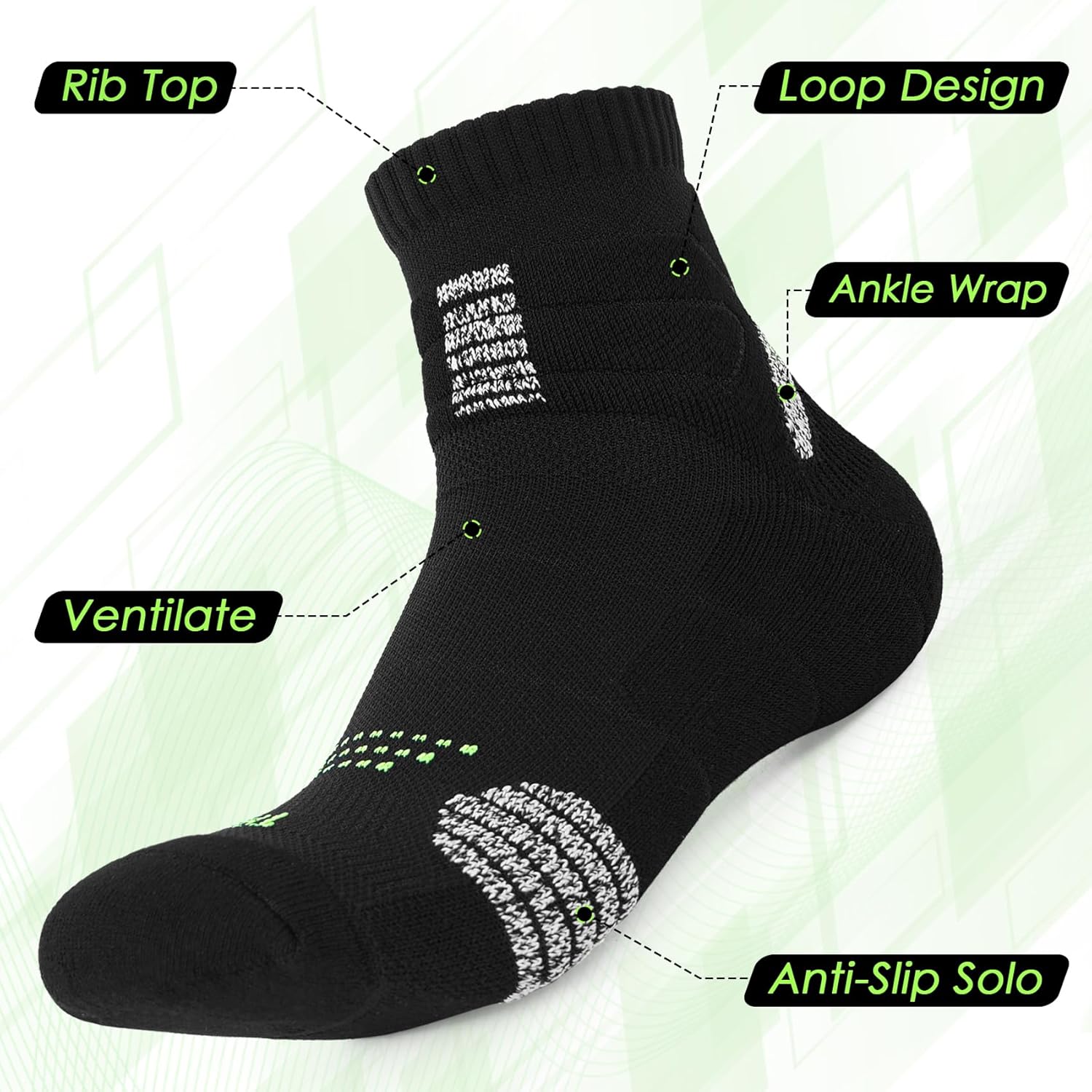 3 Pairs Compression Running Socks for Men, Cushion Padded Anti-Blister, Moisture Wicking Cooling, Athletic Socks Crew - Image 3