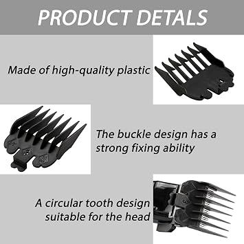 Clipper Guards, 10-Piece Clipper Guard Set, Suitable for Wahl Multi-Cut Clippers, Eliminates Length Confusion, Black