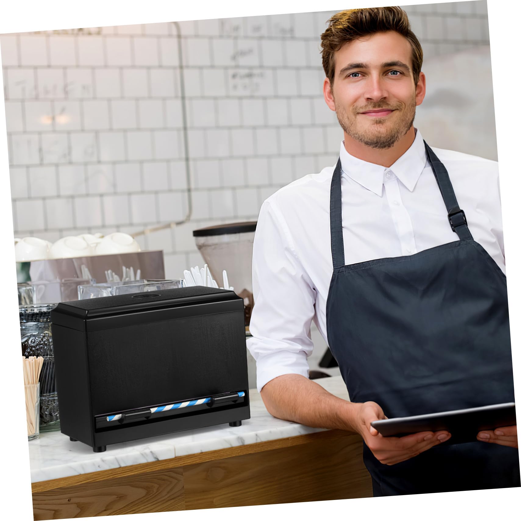 Automatischer Strohhalmspender Kunststoff Push Funktion Für Café Theke Trinkhalmhalter Aufbewahrungsbox