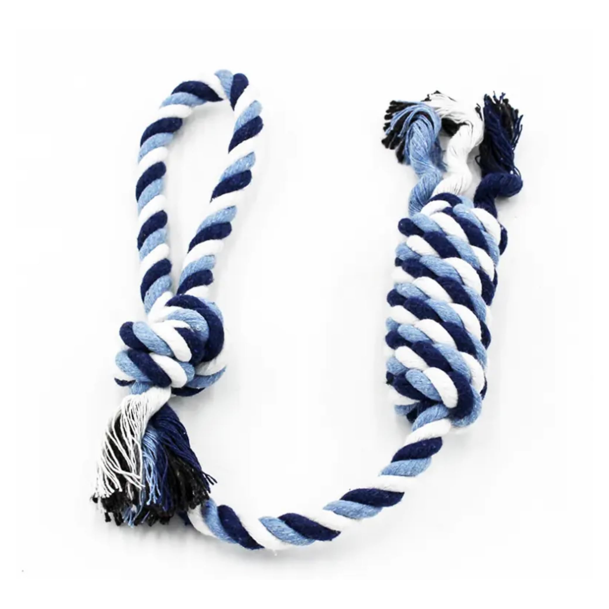BarknBow Store Premium Knot Dog Toy, Dog Chew Rope Toys, Teething Toy can use Outside Fun for Aggressive Dogs from Small to Medium Breeds, Washable & Durable, 45cm (Blue & White)