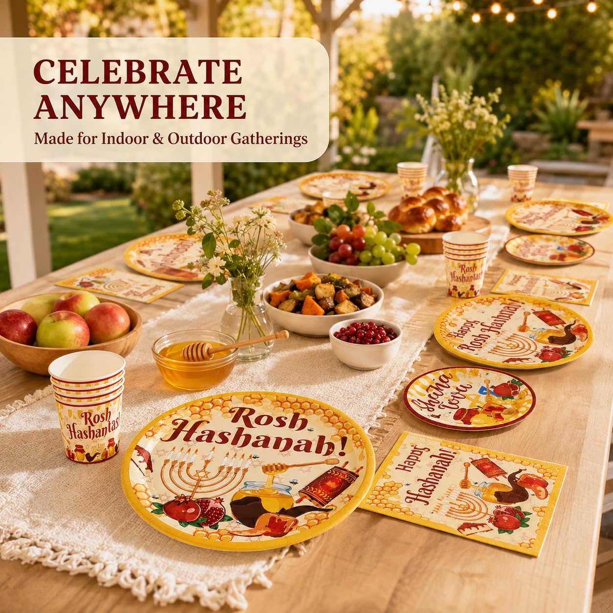 Rosh Hashanah Party Decorations - 100 Pcs Paper Plates Napkins image 5