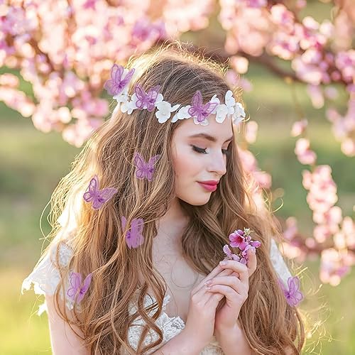 Miniatura 4 de 18 pinzas de mariposa moradas para el cabello, lindos accesorios para el cabello de graduación, adornos de mariposa de Navidad, adornos de encaje