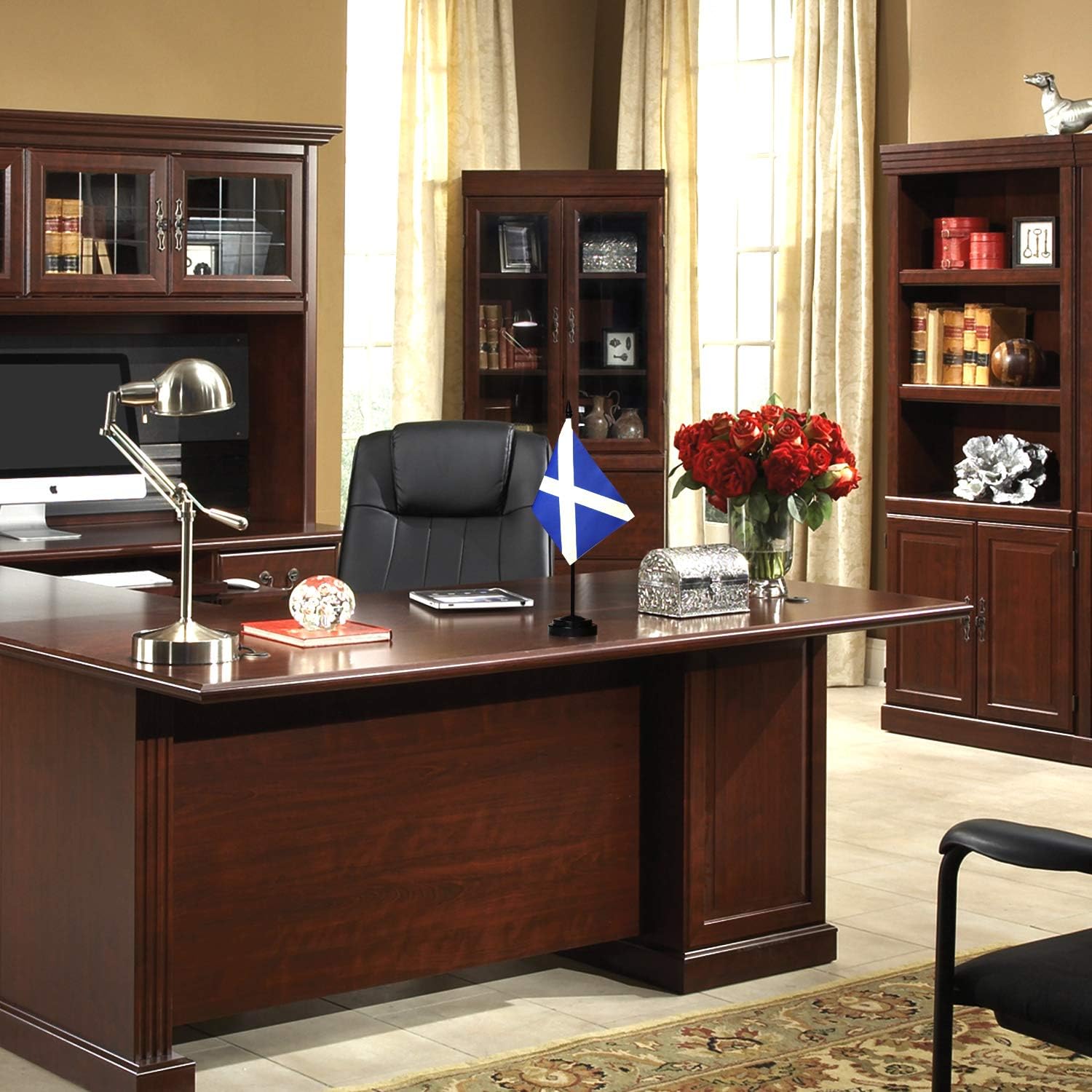 ANLEY Scotland Deluxe Desk Flag Set, 6 x 4 Inch Miniature Scottish Desktop Flag with 12" Solid Pole - Image 4