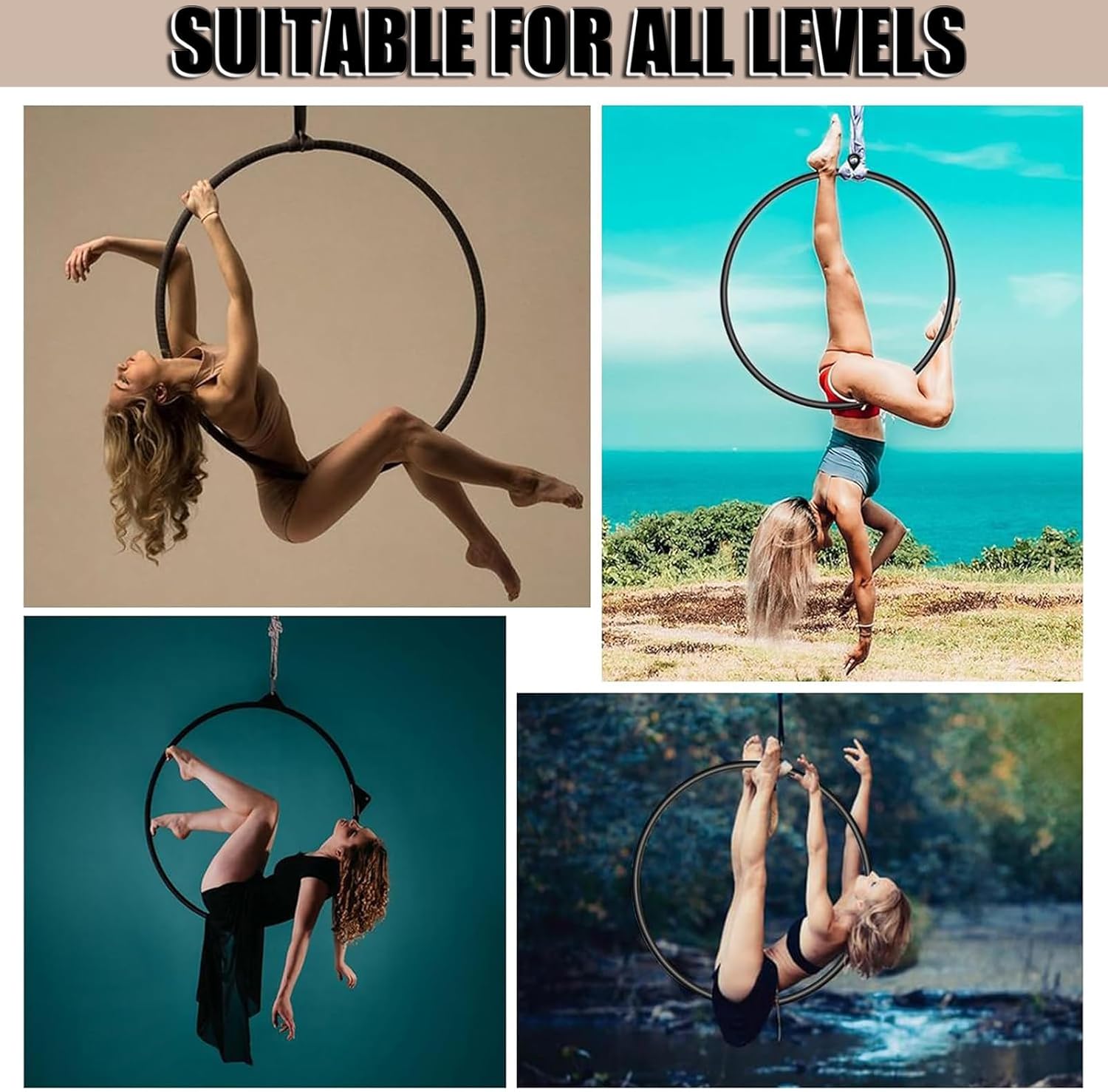 Aerial Hoop, Aerial Yoga Hoop, Aerial Dancing Circus Ring Set, Single Point Aerial Ring Equipment with Rigging Kit, Circus Fitness Aerial Hoop Kit,85CM/32MM