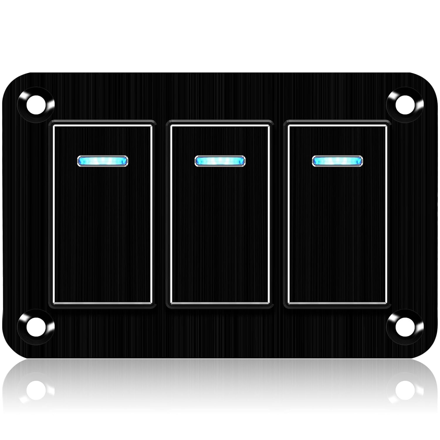 8 Gang Aluminum Rocker Switch Panel - 12V/24V Switch Panel 3 Pin ON/Off Pre-Wired Waterproof Toggle Switch Panel for Marine Boat Automotive Car RV